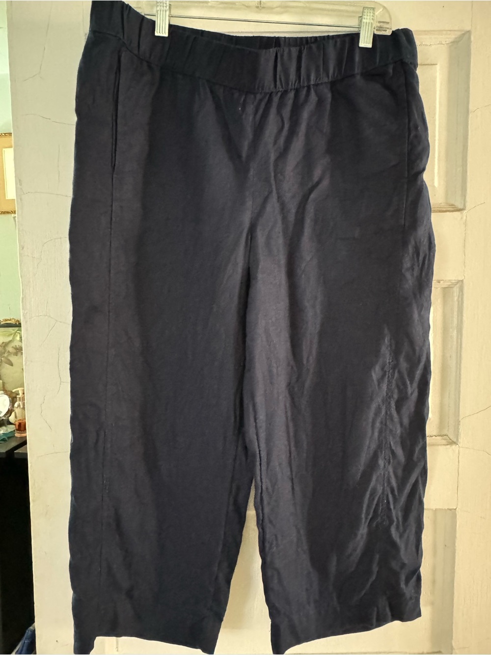 J. Jill Linen Navy Wide-Leg Pull-On Pants